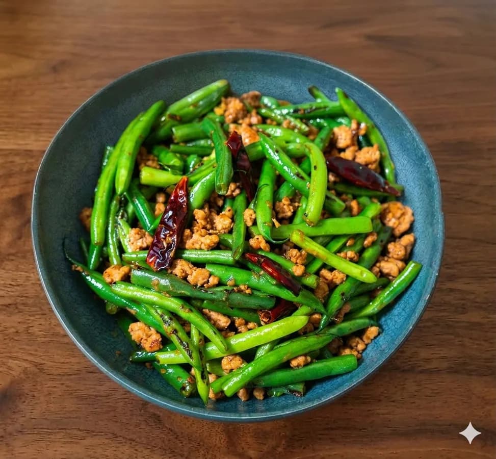 Green Beans with Minced Turkey